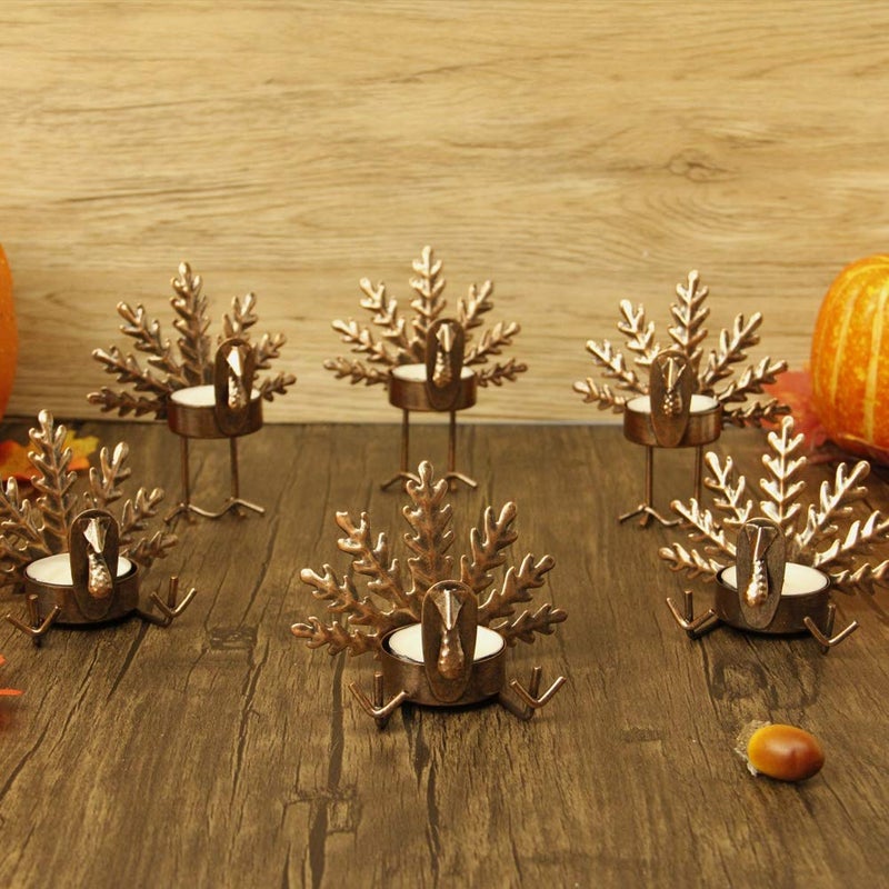 SAND MINE Metal Turkey Tea Light Candle Holders, Thanksgiving Candle Holder, Turkey Candle Holder, Metal Candle Holder, Thanksgiving Home Table Decoration (6) - Image 5